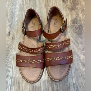 Børn Leather Sandals – Brown with Contrast Stitching